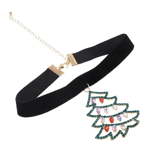 CLISPEED Rhinestone Weihnachtsbaum Anhänger Halskette Eleganter Xmas Tree Schmuck Deko für Männer und Frauen Weihnachtliche Geschenkidee Angenehmes Tragegefühl Auffälliges Accessoire von CLISPEED