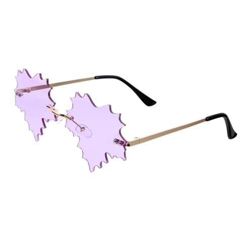 CLISPEED Rimless Rave Sonnenbrille Baumblatt Design Leicht Partybrille für Damen und Herren Trendige UV Schutz Brille für Festival Disco Accessoires von CLISPEED