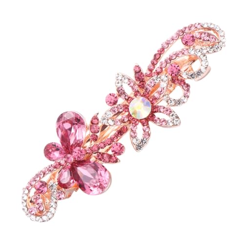 CLISPEED Rosa Haarschleifen Haarspange mit Strasssteinen Einzigartiger Schmetterlings Design Haarklammer für Damen Langlebiges Party Haarzubehör Eleganter Haarschmuck für Festliche Anlässe von CLISPEED