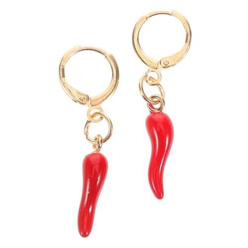 CLISPEED Chili-pfeffer-ohrringe Mit Italienischem Horn-anhänger Kleine Huggie-creolen Gemüse-ohrhänger Für Frauen Vergoldet Rot Trendiger Schmuck von CLISPEED