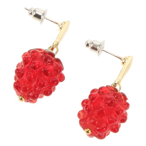 CLISPEED Rote Erdbeer Ohrringe Damen Ohrstecker mit Detailreicher Langlebiger Frucht Dekoration Charm Accessoires für Frauen Süße Ohrschmuck Perfektes von CLISPEED