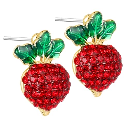 CLISPEED Rote Radieschen Ohrstecker Damen Lustige Ohrringe aus Hochwertiger Legierung Modischer Schmuck für Alltag Party von CLISPEED