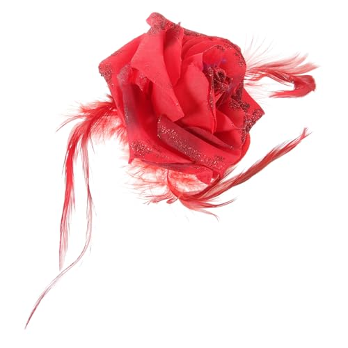 CLISPEED Rote Rosen Haarspange Blumen Haarschmuck Hochzeit Braut Brosche Ansteckblume Damen Multifunktional für Haare Kleidung Festlich von CLISPEED