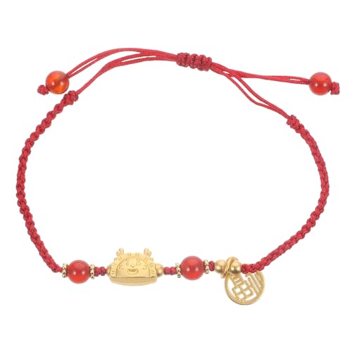 CLISPEED Rotes Drachenarmband Rotes Armband Geflochten Verstellbar Glücksbringer Schmuck für Damen und Herren Traditionelles Chinesisches Tierkreiszeichen Zubehör von CLISPEED