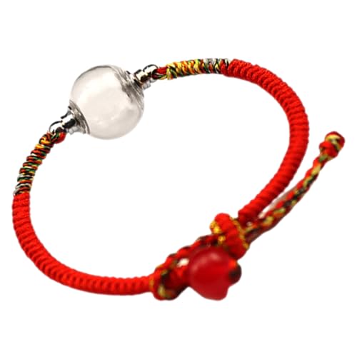 CLISPEED Rotes Handgefertigtes Seilarmband mit Transparenter Glasperle Verstellbares Geflochtenes String Bracelet für Schutz Glück und Langlebiges Schmuckstück für Damen und Teenager von CLISPEED
