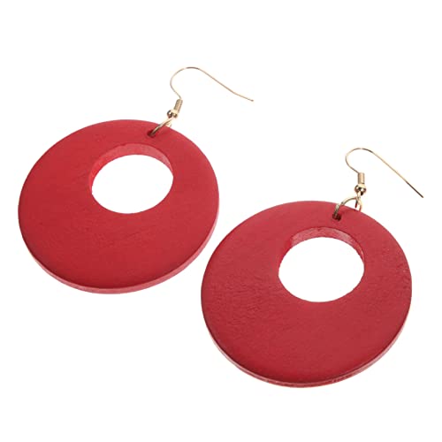 CLISPEED Runde Holzohrringe Damen Geometrische Hängende Ohrhänger aus Natürlichem Holz Leicht und Hautfreundlich Modisch für Alltag Party und Festliche Anlässe von CLISPEED