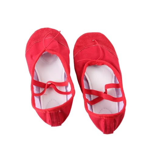 CLISPEED Rutsch Ballettschuhe mit Elastischem Band Leichte Tanzschläppchen für Yoga Ballett und Modernen Tanz rutschfeste Halbsohle Langlebig Rot für Damen von CLISPEED