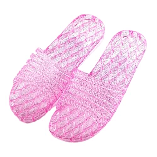 CLISPEED Rutschfeste Damen Hausschuhe aus PVC Leichte Wiederverwendbare Indoor Slippers für Zuhause Hotel Spa Reise Modische Bequeme Gästehausschuhe Weiche Badelatschen Farbverlauf Rot von CLISPEED