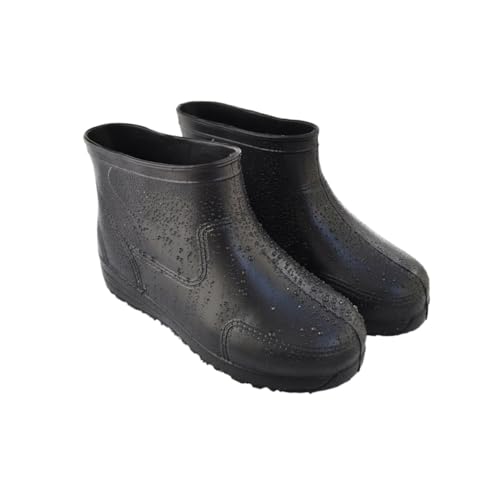 CLISPEED rutschfeste Säure und Alkalibeständige Regenstiefel aus Eva Niedrige Schaftlänge Verschleißfest Schwarz mit Dickem Absatz und Ergonomischer Zehenform für Nasse und Rutschige von CLISPEED