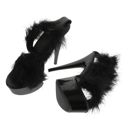 CLISPEED Sandalen Damen High Heels Rutschfest Strapazierfähig Klassischer Absatz Stilvolle Schuhe für Arbeit und Freizeit Schwarz von CLISPEED