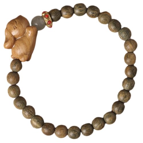 CLISPEED Sandelholz Armband Perlen Handgeschnitzt mit Niedlichen Hasenmotiv Unisex Schmuck für Damen Herren Modisches Natürliches Holzarmband für Alltag und von CLISPEED