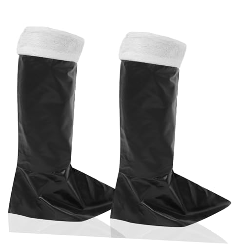 CLISPEED Santa Stiefel Überzug aus Weihnachtskostüm Zubehör Hohles Design Einfach Anzuziehen für Weihnachtsdeko Cosplay Familienfeiern und Bühnenauftritte Schwarz von CLISPEED