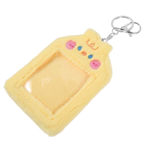 CLISPEED Schlüsselanhänger scheckkarten-etui bürozubehör karteikarten Halter gilbe Postkartenhülle Kartenetui mit Cartoon-Tiermotiv Ausweishüllen Fotokartenhalter Rostfreier Stahl Yellow von CLISPEED