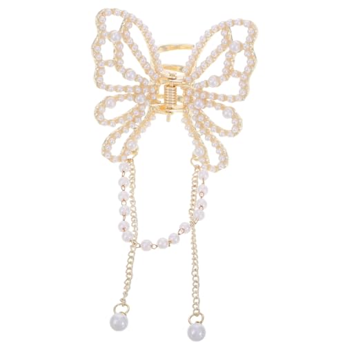 CLISPEED Schmetterling Haarklammer mit Perlen und Modischen Quasten Kleine Metall Haarspange für Frauen und Mädchen Stilvoller Haarschmuck für Alltag Partys und Hochzeiten von CLISPEED