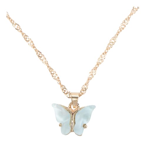 CLISPEED Schmetterling Halskette Filigrane Blaue Clavicle Kette Modischer Persönlichkeitsschmuck Zartes Design Vielseitig Kombinierbar für Damen und Mädchen von CLISPEED