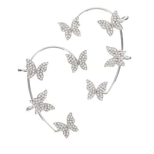 CLISPEED Schmetterling Ohrclip Ohrhaken Ohrmanschette mit Funkelnden Strasssteinen Silberfarben Modisch und Angenehm für Damen mit Ohrloch für Frauen und Freundinnen CLISPEED Schmetterling Ohrclip Ohrhaken Ohrmanschette mit Funkelnden Strasssteinen Silberfarben Modisch und Angenehm für Damen mit Ohrloch für Frauen und Freundinnen von CLISPEED