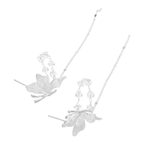 CLISPEED Langer Quastenohrring Mit Schmetterlingselement Für Damen Statement-ohrhänger Mit Baumelnden Fransen Für Party Hochzeit Und Abschlussball Elegantes Ohrstecker-design Für von CLISPEED