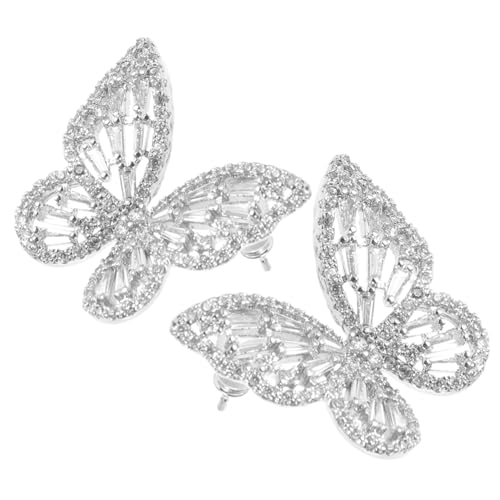 CLISPEED Schmetterlingsohrringe Damen Metall Zirkonia Ohrstecker Leicht Elegant Modisch Für Alltag und Party von CLISPEED