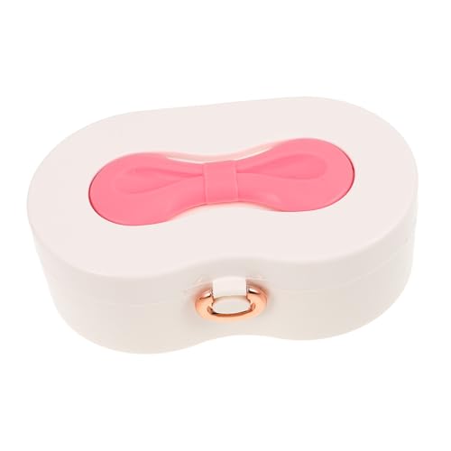 CLISPEED Schminkkoffer mit Spiegel und Fächern Tragbares für Mädchen Organisierter Schmuck und Kosmetikaufbewahrer Leichtes Make Up Täschchen mit Süßer Schleifenverzierung von CLISPEED