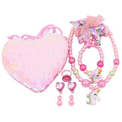 CLISPEED Schmuckset Einhorn Halskette und Armband Set für Mädchen Farbenfrohes Kinderschmuck set mit Langlebigem Glanz für Kindergeburtstag und Partyaccessoire von CLISPEED