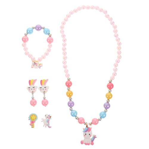 CLISPEED Schmuckset Mädchen Perlen Teilig Einhorn Design Kinderkette Armband Set Hautfreundlich Für Alltag Geburtstag CLISPEED Schmuckset Mädchen Perlen Teilig Einhorn Design Kinderkette Armband Set Hautfreundlich Für Alltag Geburtstag von CLISPEED