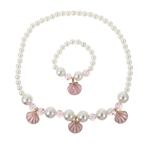 CLISPEED Perlenkette Set Für Kleinkinder Mädchen Inklusive Armband Und Halskette Aus Muschelkunstperlen Als Geschenk Für Geburtstage Kostümpartys Und Besondere Anlässe von CLISPEED