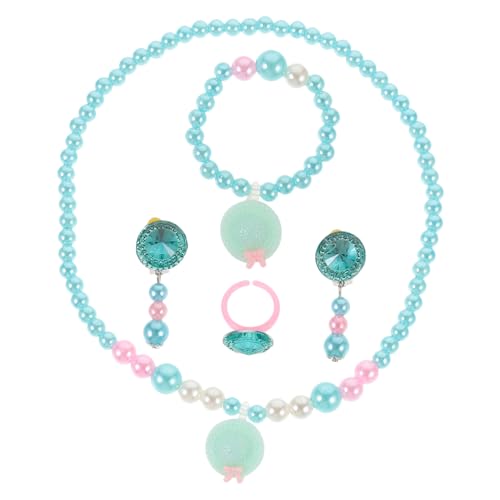 CLISPEED Schmuckset Teilig Resin Schmuck für Mädchen Geburtstag Party Kostüm Zubehör Ringe Armband Halskette Ohrclips Cartoon Design Robust und Kreativ von CLISPEED
