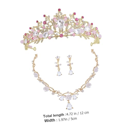 CLISPEED Schmuckset mit Strass Kleines Mädchen Geburtstagskrone Kit mit Halskette und Ohrclips Langlebig Bequem Vielseitig für Party Cosplay und Festliche Anlässe von CLISPEED