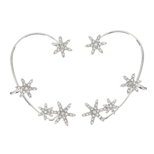 CLISPEED Schneeflocken Ohrclip Damen Ohr Manschette mit Funkelnden Strasssteinen Leichte nicht Durchbohrte Ohrringe Modischer Ear Cuff Schmuck Komfortabel Ganztägig Tragbar Elegantes von CLISPEED