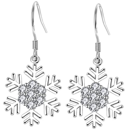 CLISPEED Schneeflocken Ohrringe Weihnachts Dangle Ohrschmuck mit Strass Festlich Funkelnde Tropfen Ohrringe für Damen und Mädchen Elegantes zur Weihnachtszeit von CLISPEED