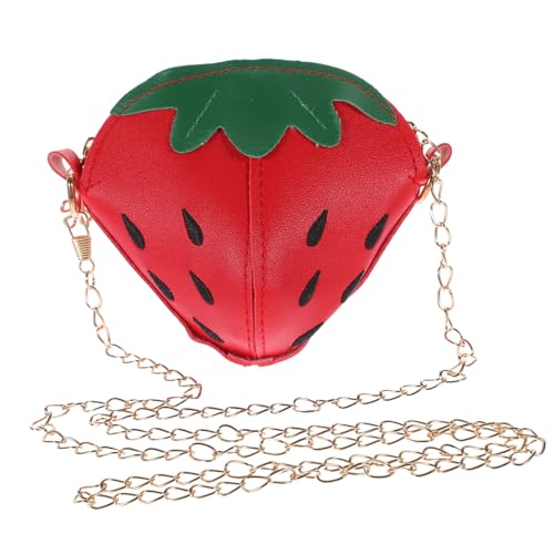 CLISPEED Erdbeer-Schultertasche Für Mädchen Mit Kette Süße Junge Mädchen-Crossbody-Tasche Rot Für Kleine Aufbewahrung Stilvolles Design Für Alltag Und Ausflüge von CLISPEED