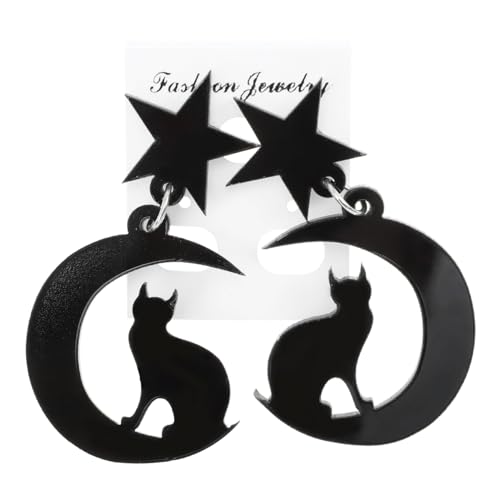 CLISPEED Schwarze Katzenohrringe Damen Acryl Mond Stern Anhänger Ohrhänger Modisch Elegant Hautfreundlich Langlebig für Alltag Shopping Reisen Geburtstagsgeschenk CLISPEED Schwarze Katzenohrringe Damen Acryl Mond Stern Anhänger Ohrhänger Modisch Elegant Hautfreundlich Langlebig für Alltag Shopping Reisen Geburtstagsgeschenk von CLISPEED