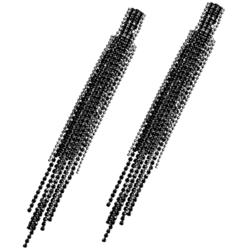 CLISPEED Schwarze Lange Quasten Ohrringe Damen Strass Baumelnd Modisch Leicht für Party Hochzeit Alltag Geeignet von CLISPEED