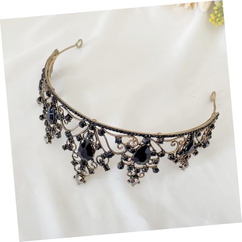 CLISPEED Schwarze Strass Tiara Haarschmuck Krone für Hochzeit Geburtstag Fest Verstellbares Stirnband Damen Braut Dekoration CLISPEED Schwarze Strass Tiara Haarschmuck Krone für Hochzeit Geburtstag Fest Verstellbares Stirnband Damen Braut Dekoration von CLISPEED