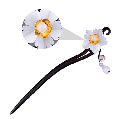 CLISPEED Schwarzer Haarstab Blumenform Vintage Haarnadel Chinesisch Traditionell Eleganter Haarschmuck Damen und Mädchen Accessoire für Alltag Fest Cosplay von CLISPEED