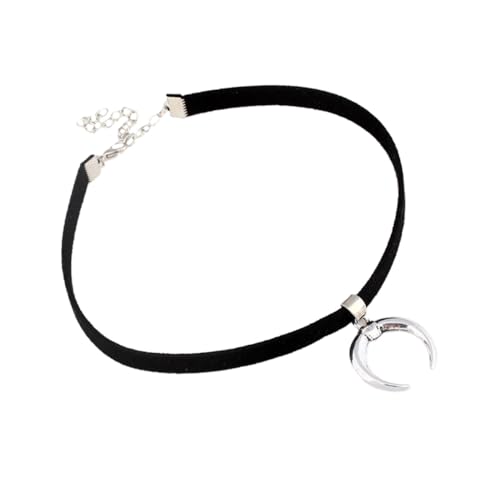 CLISPEED Schwarzer Mondförmiger Kurz choker aus Samtigem Material Modischer Crescent halsketten accessoire für Damen Angenehm zu Tragen und Einfach Anzulegen von CLISPEED