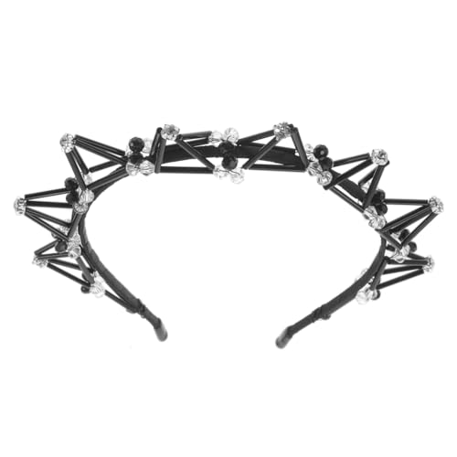 CLISPEED Schwarzes Haarschmuck Stirnband Damen mit Funkelnden Strasssteinen Bequemes Hautfreundliches Material Vielseitig Kombinierbar für Alltag Sport und Styling Modisches Geometrisches von CLISPEED