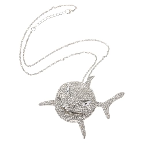 CLISPEED Shark Anhänger Halskette mit Kristallen Damen Halskette für Partys Verabredungen und Strand Perfektes für Geburtstage und Feiertage von CLISPEED