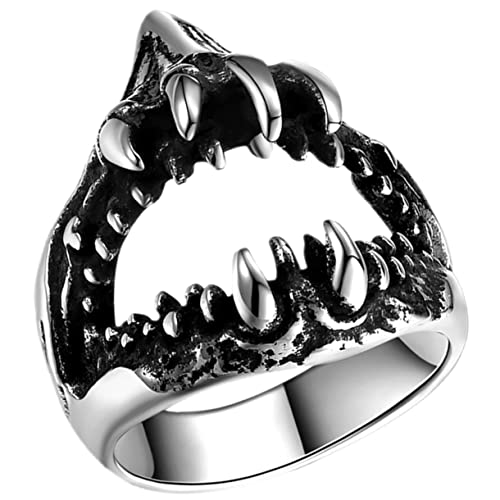 CLISPEED Shark Ring Titanstahl Stylischer Herrenring mit Haifischzahn Design für Besondere Anlässe Partys Halloween Alltag und von CLISPEED