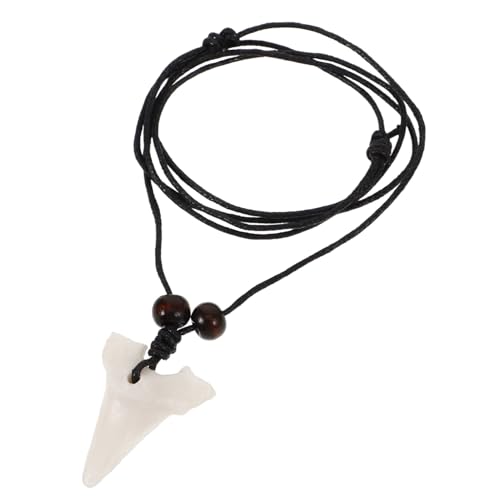 CLISPEED Sharks Tooth Halskette Weiß Resin Anhänger Unisex Cooles Accessoire Symbolisch Für Mut Stärke Exotischer Stil Mit Verstellbarem Seil Für Damen Und Herren von CLISPEED