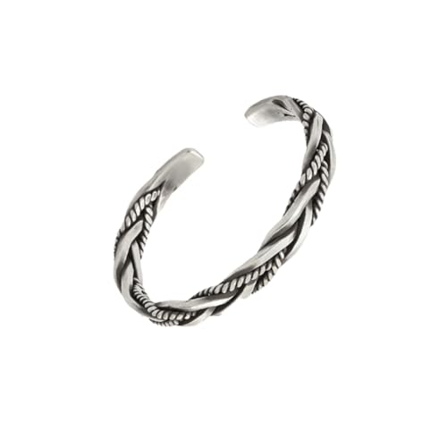 CLISPEED Silber Armreif Vintage Stil Offener Thai Silber Armreif für Damen und Herren Geflochtenes Design Robust und Rostfrei als Schmuck und zum Jubiläum von CLISPEED