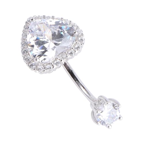 CLISPEED Silber Bauchnabelring mit Zirkonia Ornament Bauchnabelpiercing Schmuck Damen Modisches Körperpiercing für Geburtstag Valentinstag von CLISPEED