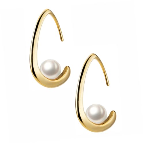 CLISPEED Silber Ohrhänger Damen Perlen Ohrringe Vergoldet Tropfenform Ohraccessoires für Party und Alltag von CLISPEED