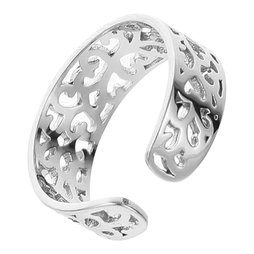 CLISPEED Silber Verstellbarer Zehenring mit Kreativem Ethno Filigranem Hohlmuster und Offenem Design Modischer Damen und Herren Schmuck für Alltag Party und Besondere Anlässe von CLISPEED