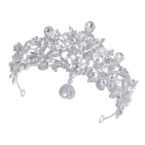 CLISPEED Silberne Braut Tiara mit Strasskristallen Langlebige Hochzeit Haarschmuck Krone Leicht und Einfach zu Tragen Geeignet für Braut Party und Fotoshootings von CLISPEED