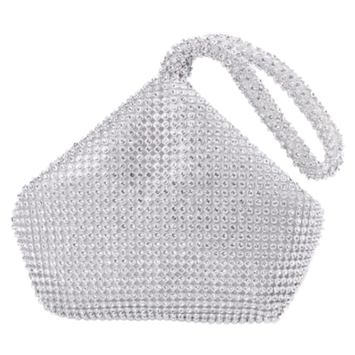 CLISPEED Silberne Clutch Handtasche mit Strasssteinen Kleine Abendtasche Geräumige Münztasche und Handytasche für Damen Party Bag Passend zu Kleidern CLISPEED Silberne Clutch Handtasche mit Strasssteinen Kleine Abendtasche Geräumige Münztasche und Handytasche für Damen Party Bag Passend zu Kleidern von CLISPEED