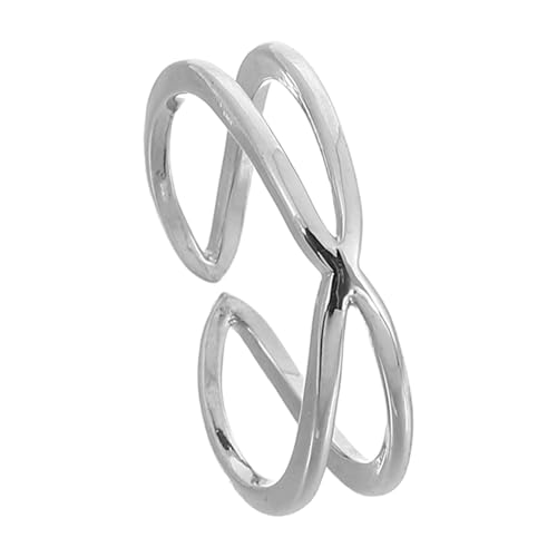 CLISPEED Silberner Damenring Kreuzdesign Offener Verstellbarer Finger Schmuck Eleganter Einfacher Damenring Modeaccessoire Für Alltag Und Geschenk von CLISPEED