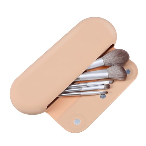 CLISPEED Silikon Make Up Pinselhalter Reise Kosmetik Organizer Magnetverschluss Weich Hautfreundlich Tragbar Stylisch Tiefes Khaki von CLISPEED