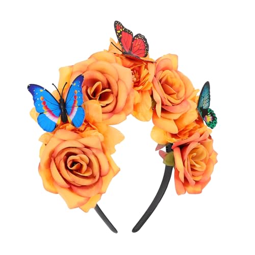 CLISPEED Simulierter Blumenhaarreif mit Schmetterling Weiches Stoffmaterial Vielseitiges Cosplay Accessoire für Halloween Hochzeiten Dinnerpartys und Festliche Anlässe Eleganter Damen von CLISPEED