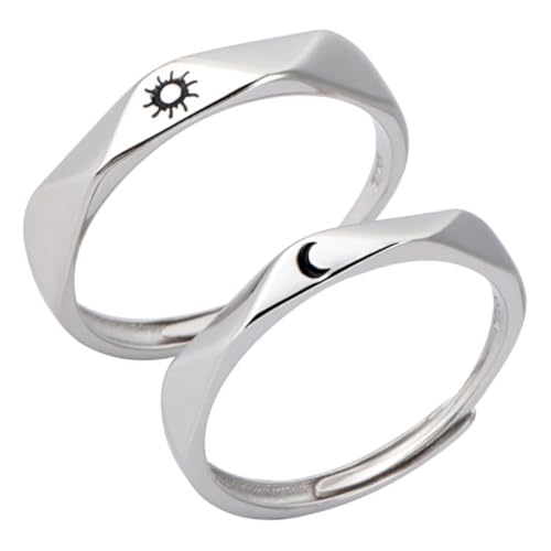 CLISPEED Sonne und Mond Partner ringe Leicht Kratzfest Komfortabel Symbolisch für Liebe Tag und Nacht Verstellbare Versprechen Ringe für für Freund Freundin von CLISPEED